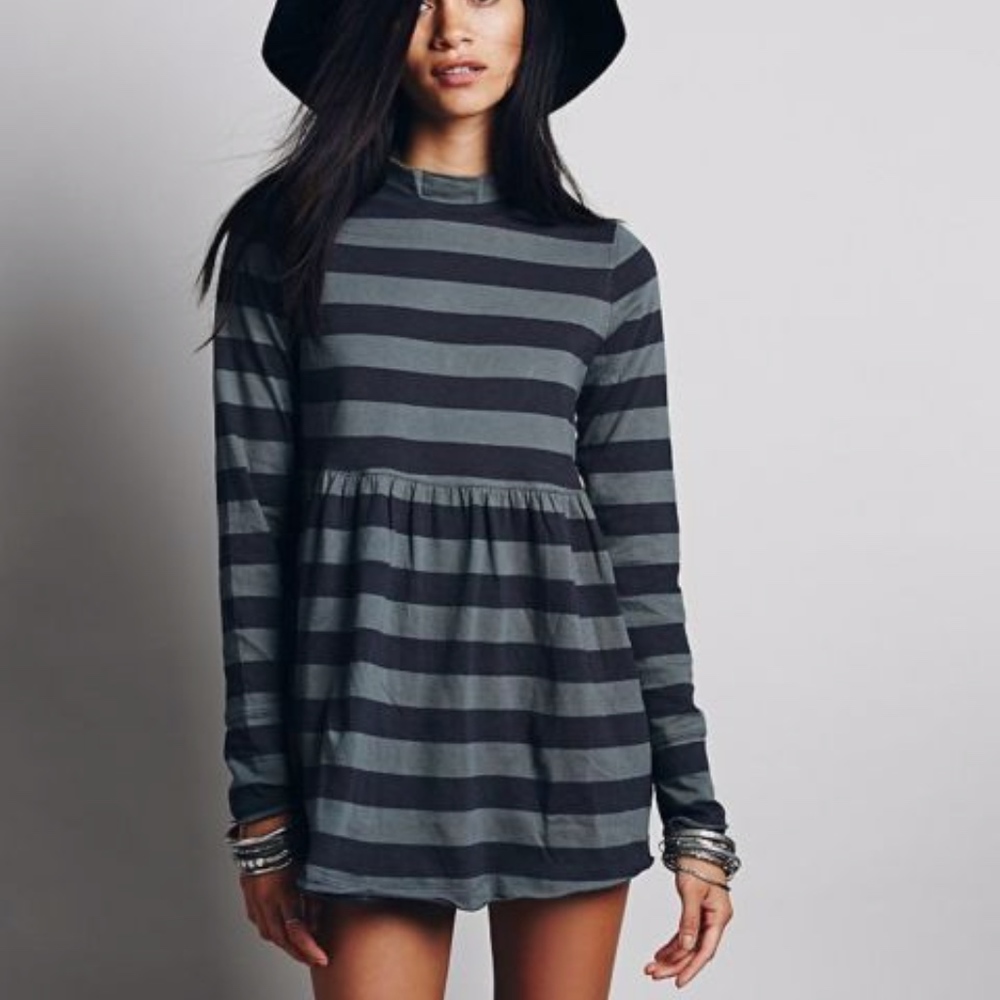 Free People Striped Mockneck Tunic